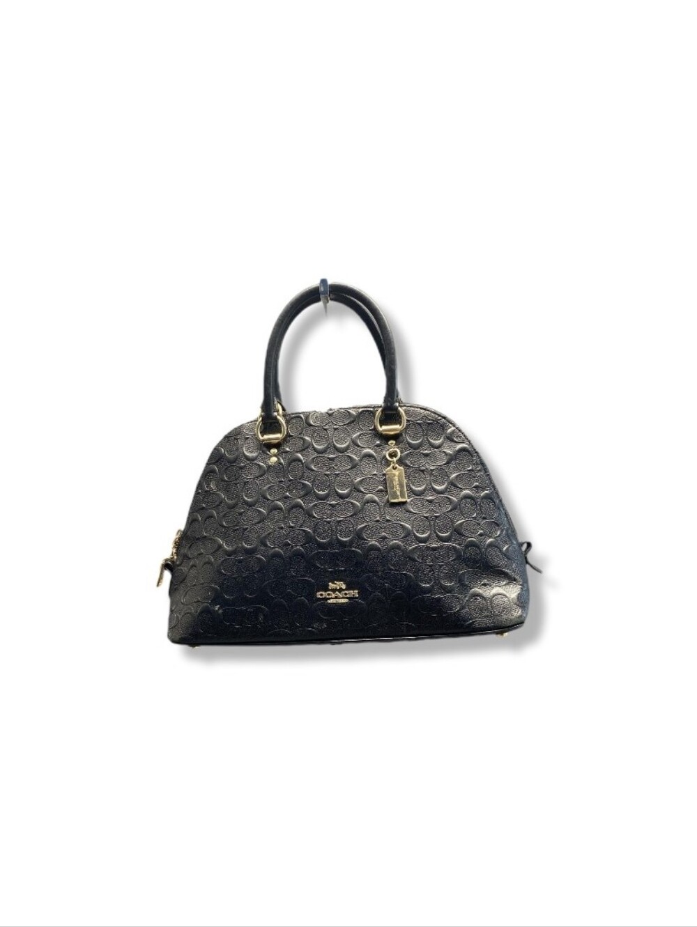 Coach Black Embossed Dome Satchel with Gold Hardware